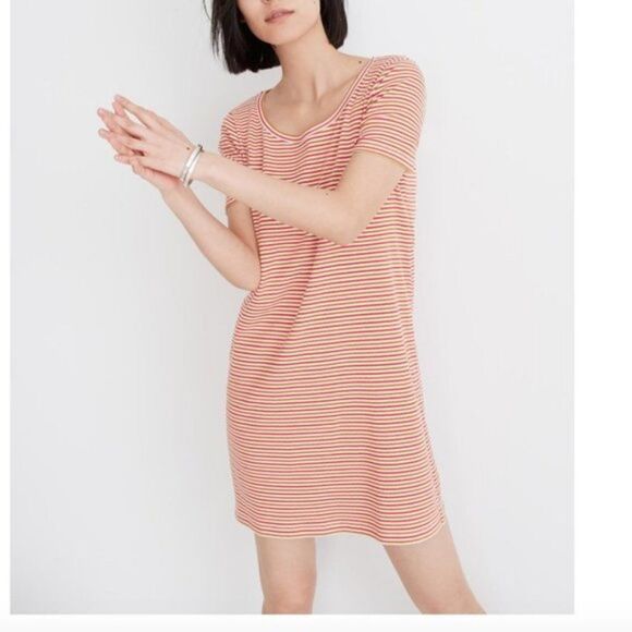 Madewell Dresses & Skirts - Madewell Pink Swingy Tee Dress in Stripe size S